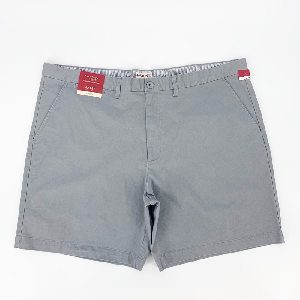 Merona Gray Stretch Flat-Front Chino Shorts